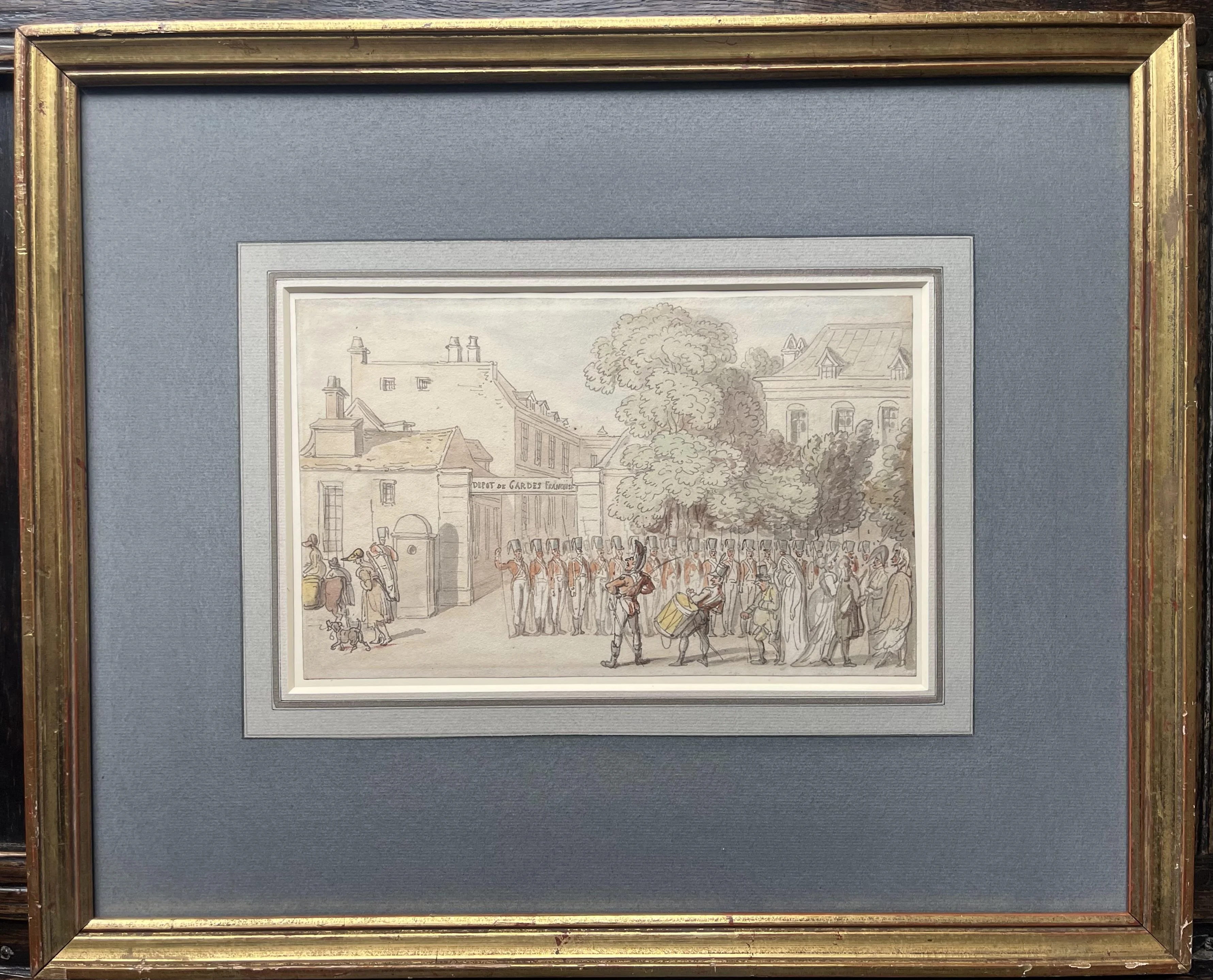 Thomas Rowlandson - Soldiers on parade, France