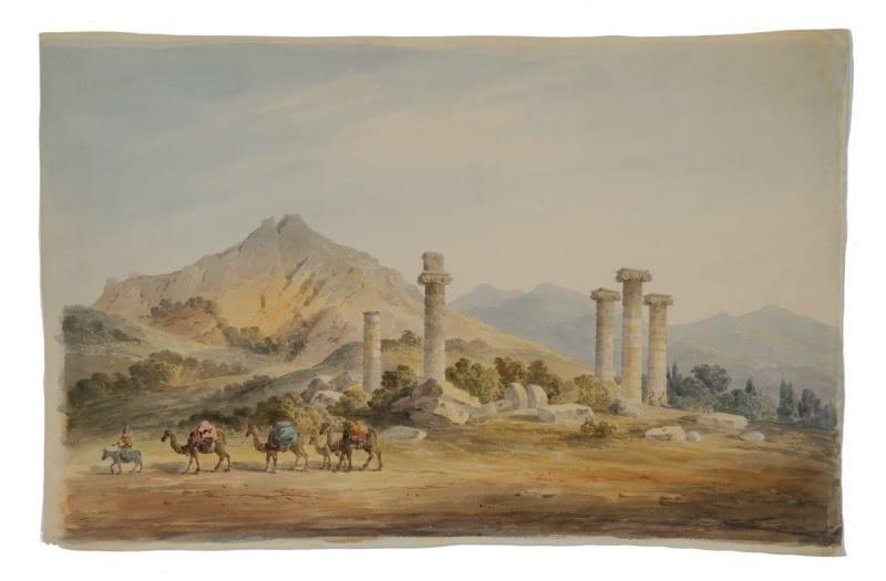 William Page - A camel train at the Temple of Cybele, Sardis