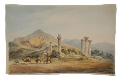 A camel train at the Temple of Cybele, Sardis