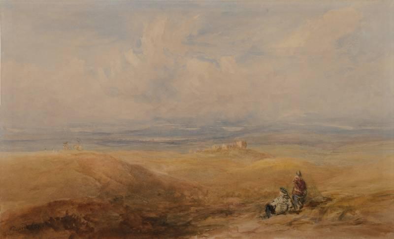 David Cox, RWS - A distant view of Lancaster with Morecambe Bay in the distance