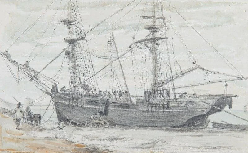 Agostino Aglio - A beached collier off Eastbourne