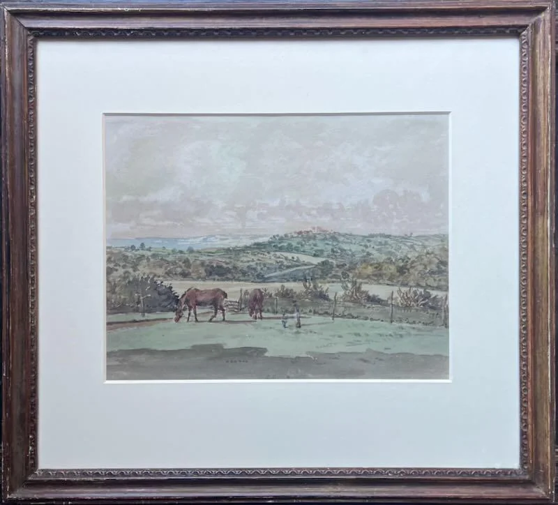 Agostino Aglio - Horses in a landscape, possibly the South Downs