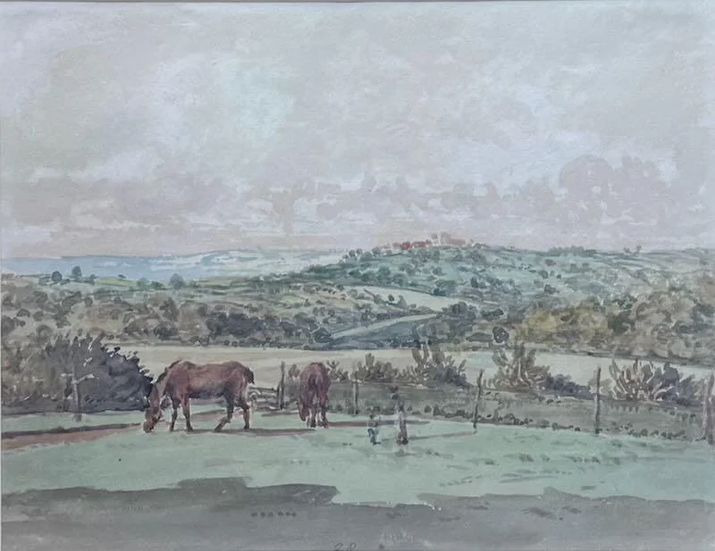 Agostino Aglio - Horses in a landscape, possibly the South Downs