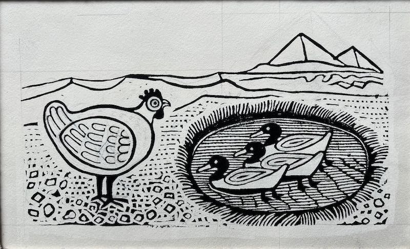 Edward Bawden RA - Bread; Poultry, Yoghourt and Fish: Four original illustrations for 'A Book of Middle Eastern Cookery' by Claudia Roden, 1968