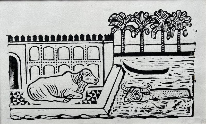 Edward Bawden RA - Bread; Poultry, Yoghourt and Fish: Four original illustrations for 'A Book of Middle Eastern Cookery' by Claudia Roden, 1968