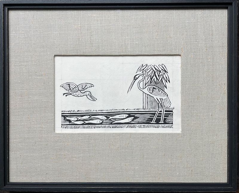 Edward Bawden RA - Bread; Poultry, Yoghourt and Fish: Four original illustrations for 'A Book of Middle Eastern Cookery' by Claudia Roden, 1968