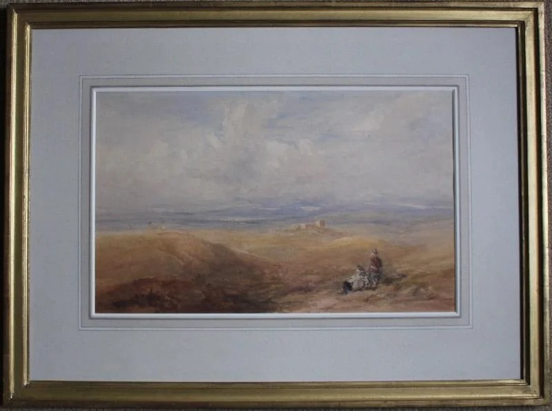 David Cox, RWS - A distant view of Lancaster with Morecambe Bay in the distance