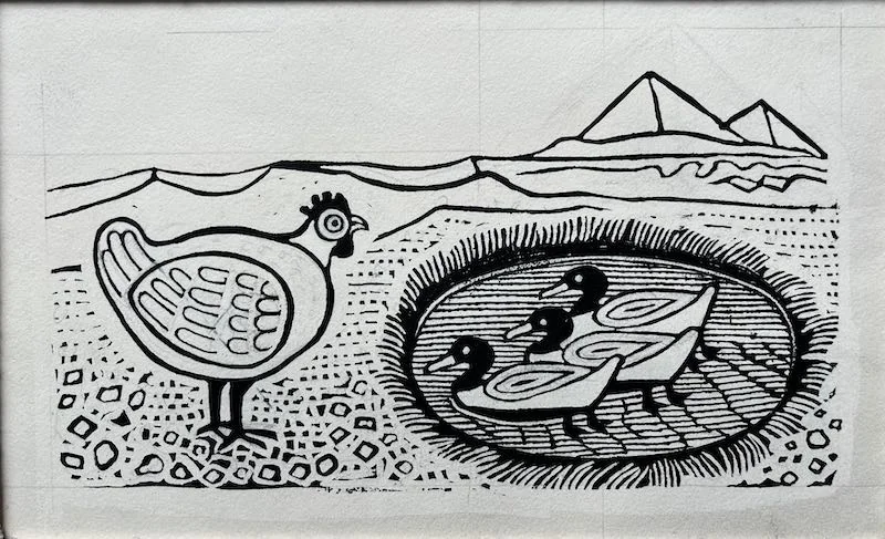 Edward Bawden RA - Bread; Poultry, Yoghourt and Fish: Four original illustrations for 'A Book of Middle Eastern Cookery' by Claudia Roden, 1968