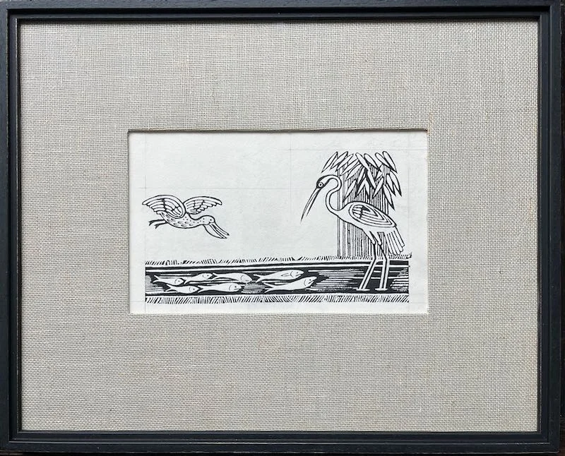 Edward Bawden RA - Bread; Poultry, Yoghourt and Fish: Four original illustrations for 'A Book of Middle Eastern Cookery' by Claudia Roden, 1968