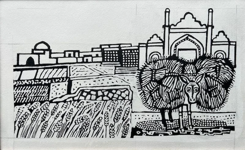 Edward Bawden RA - Bread; Poultry, Yoghourt and Fish: Four original illustrations for 'A Book of Middle Eastern Cookery' by Claudia Roden, 1968