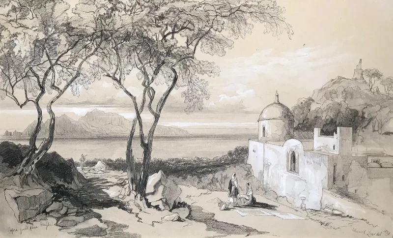 Edward Lear - Capri from above Massa