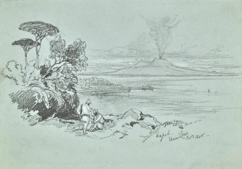 Edward Lear - The Bay of Naples with Vesuvius, Italy