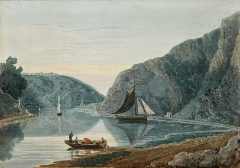 Samuel Jackson - Evening: St Vincent’s Rocks and the Lime Kiln from below Old Hotwell House, on the Avon, Bristol