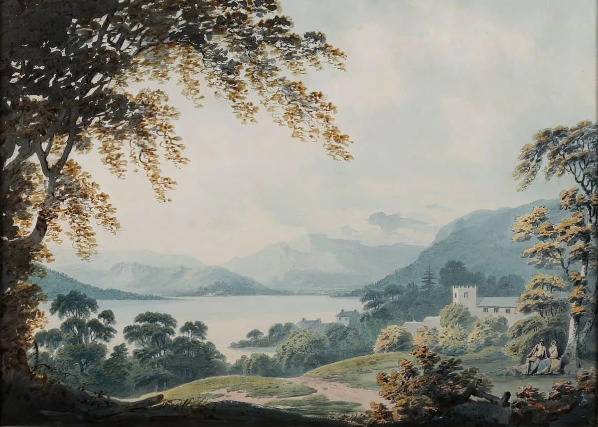 Francis Nicholson - Windermere with St Martin's Bowness