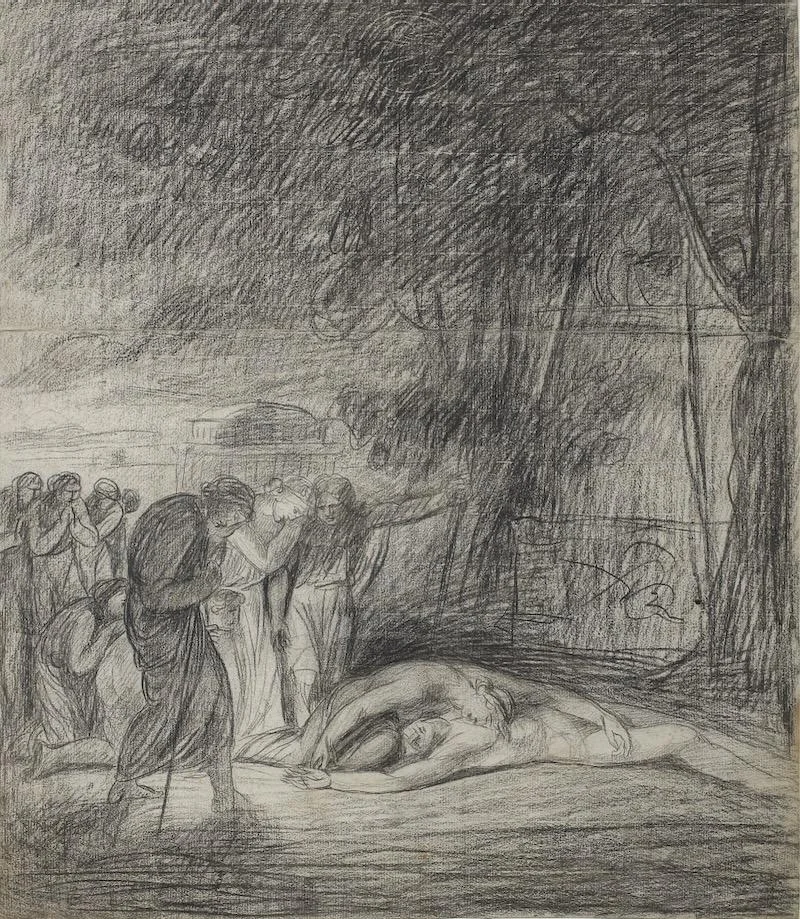 George Romney - Antigone with the body of Polynices