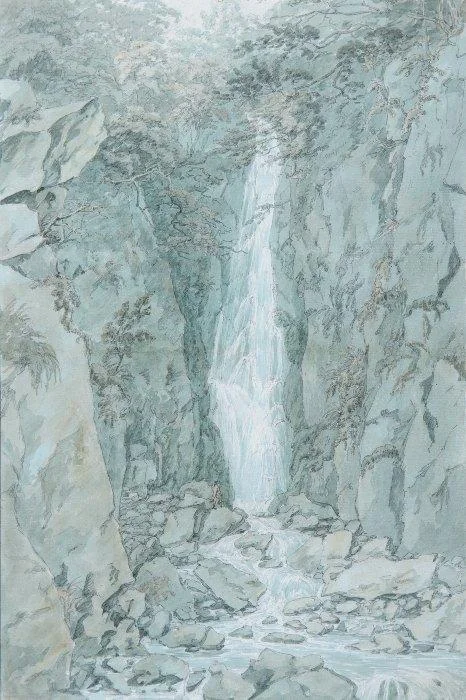 John Webber, R.A. - A traveller standing by a waterfall