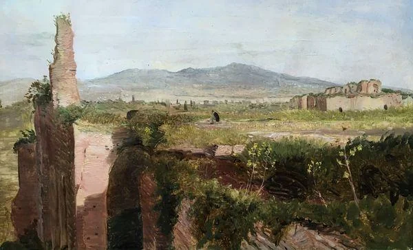 Joseph Severn - Sketching at the Baths of Caracalla, Rome
