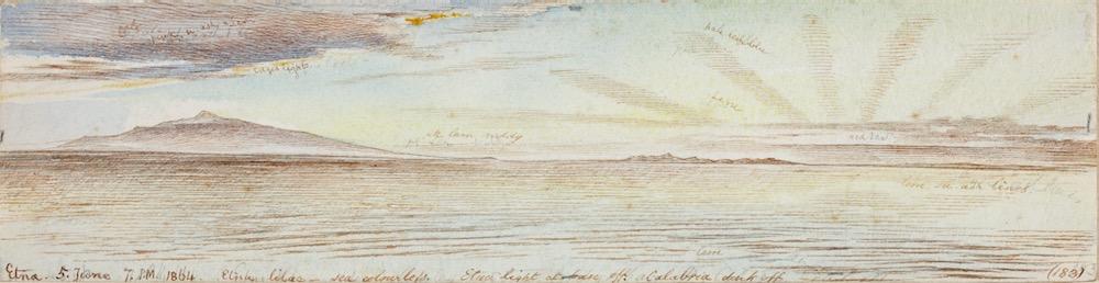 Edward Lear - Mount Etna at sunset, Sicily