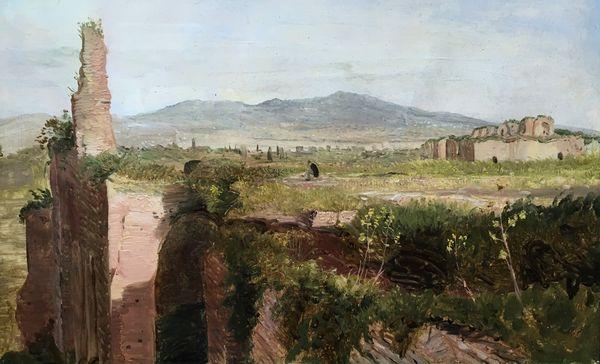 Joseph Severn - Sketching at the Baths of Caracalla, Rome