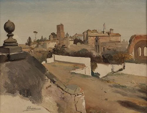 The Torre delle Milizie and the Convent of Santa Caterina, seen from the Orti Fernesiani, Rome