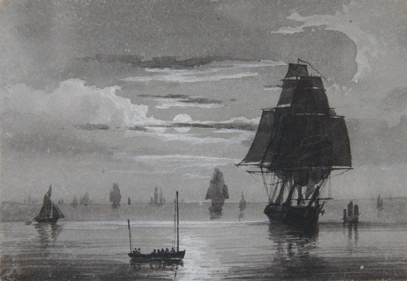 John Mayl Whichelo - A frigate going from St Helen’s to Spithead