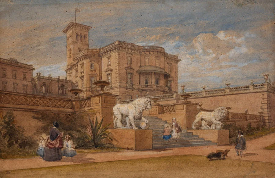 William Leighton  Leitch - Osborne House and the terrace, Isle of Wight