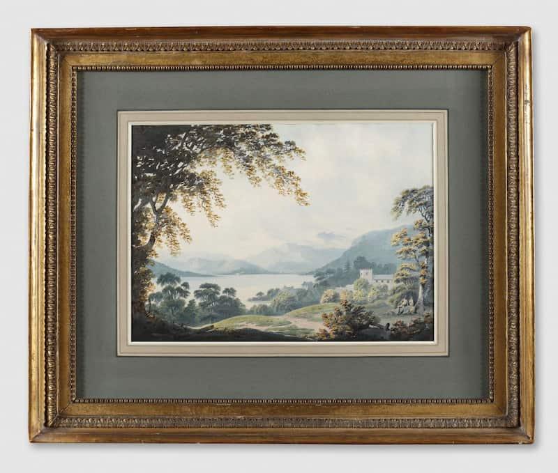 Francis Nicholson - Windermere with St Martin's Bowness