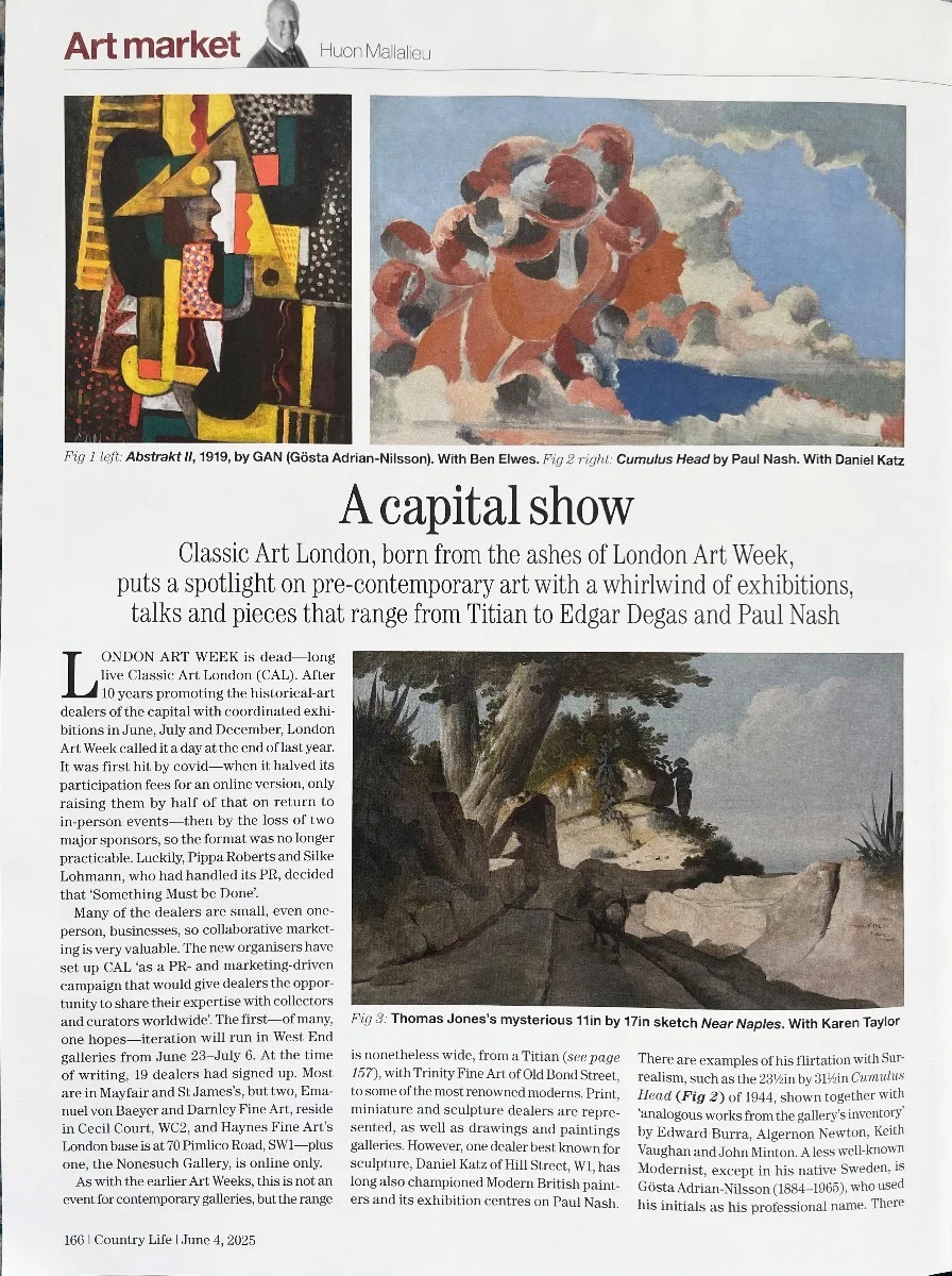 Karen Taylor Fine Art feature in Country Life, June 2025, page 1