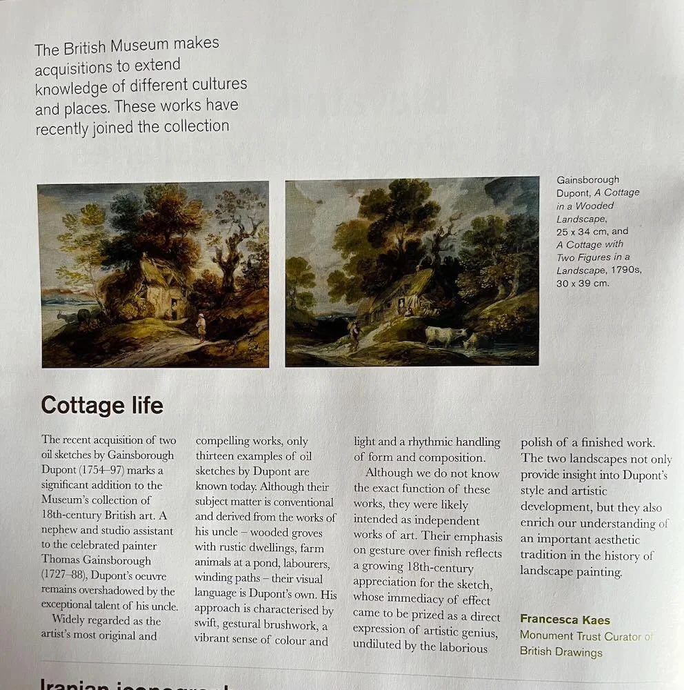 Gainsborough Dupont, landscape oil sketch on paper sold to the British Museum