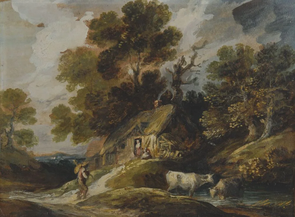 Gainsborough Dupont, landscape oil sketch detail, one of thirteen known works