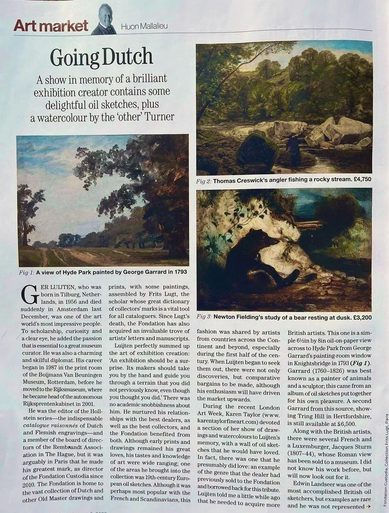 Country Life review of the Painting in Nature exhibition by Huon Mallalieu, August 2023
