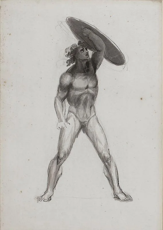 George Romney - Study of Satan for 'The Fall of the Rebel Angels'