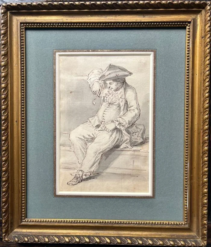 Louis Philippe Boitard - A man in a tricorne hat asleep on a locker holding a pipe