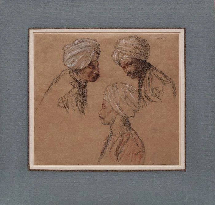 Sir William Rothenstein - Three studies of a black man wearing a turban