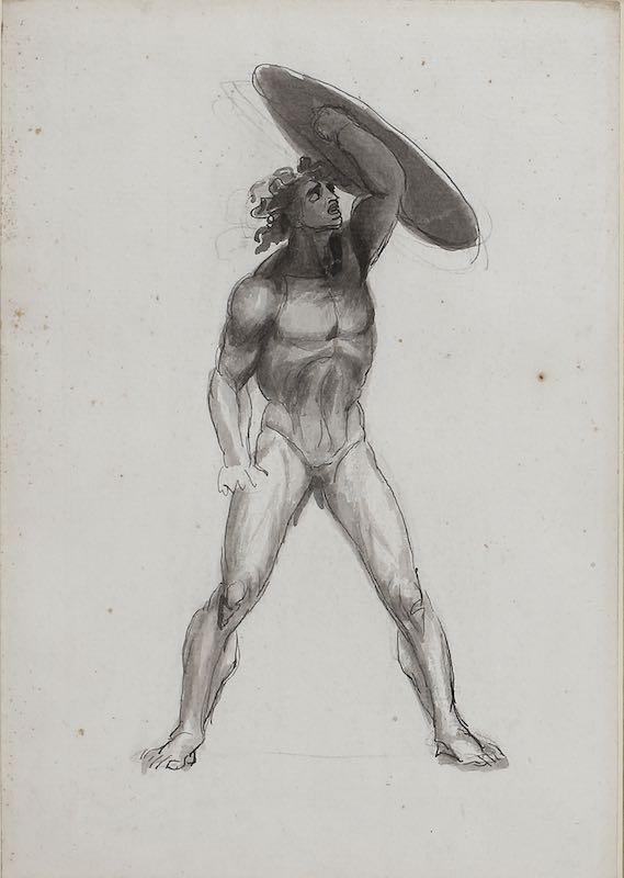 George Romney - Study of Satan for 'The Fall of the Rebel Angels'