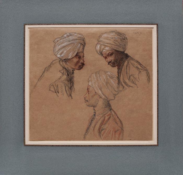 Sir William Rothenstein - Three studies of a black man wearing a turban