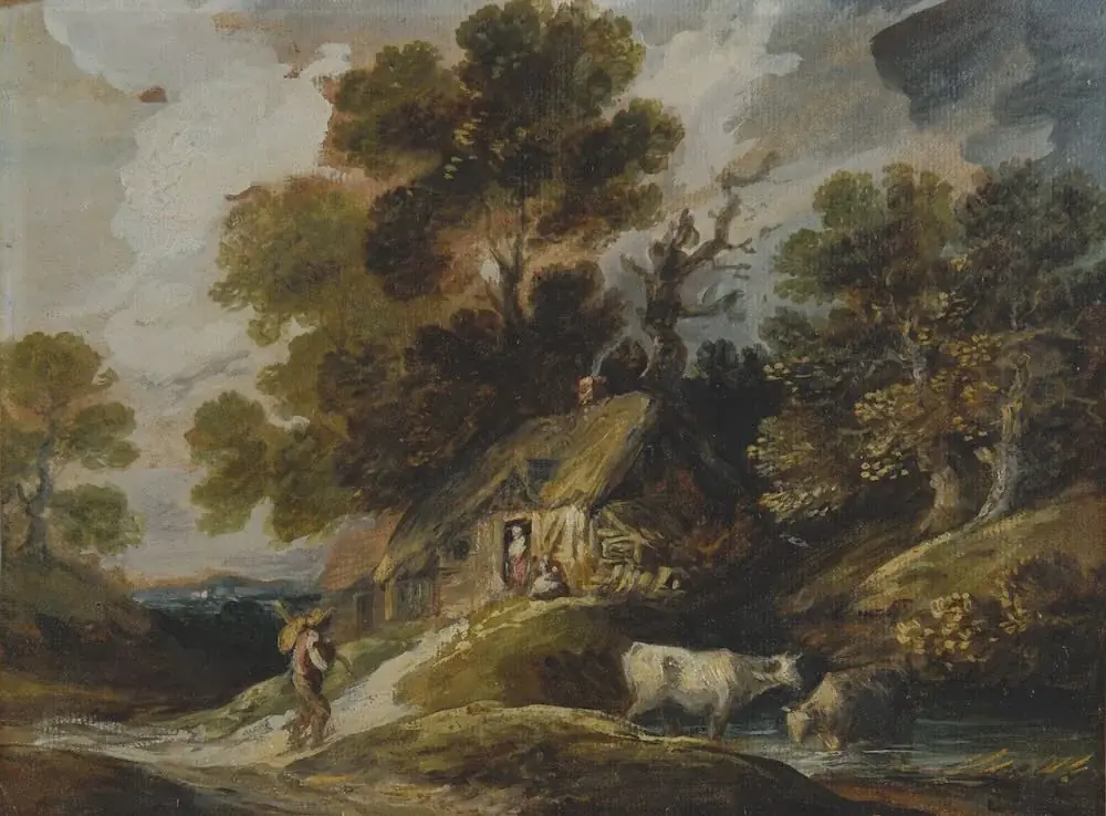 Gainsborough Dupont, landscape oil sketch detail, one of thirteen known works