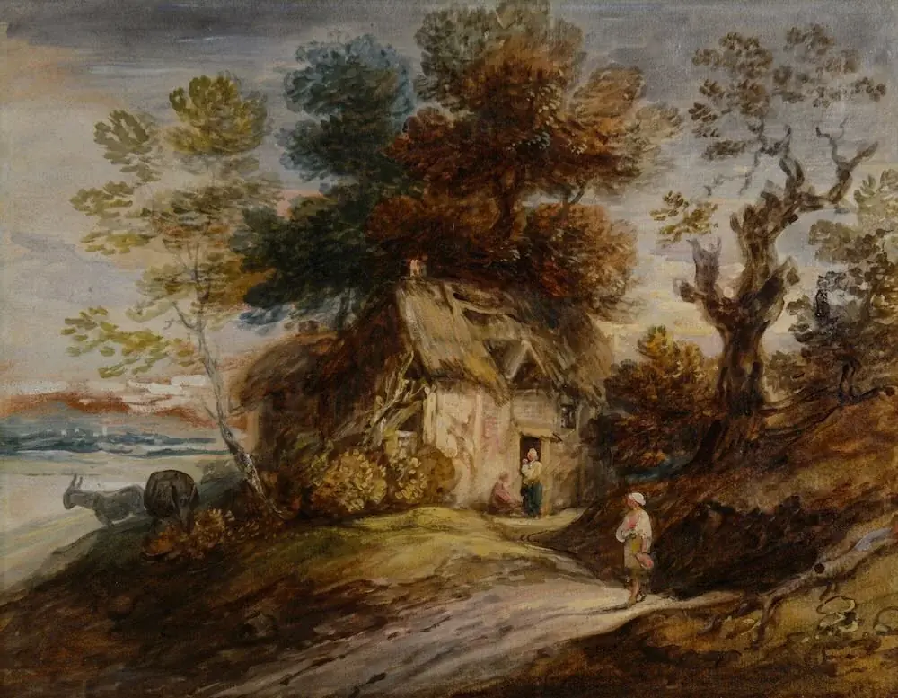 Gainsborough Dupont, landscape oil sketch, formerly attributed to Thomas Gainsborough