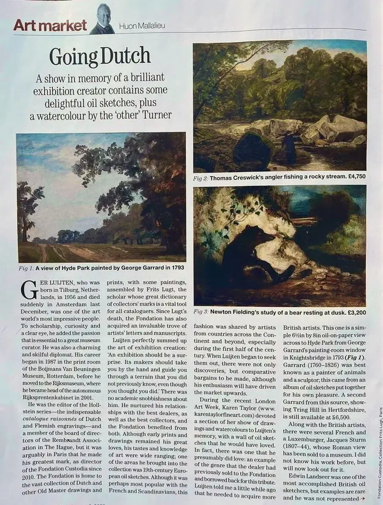 Country Life review of the Painting in Nature exhibition by Huon Mallalieu, August 2023