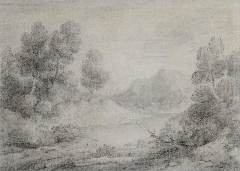 Thomas Gainsborough, RA - Wooded landscape with track and pool