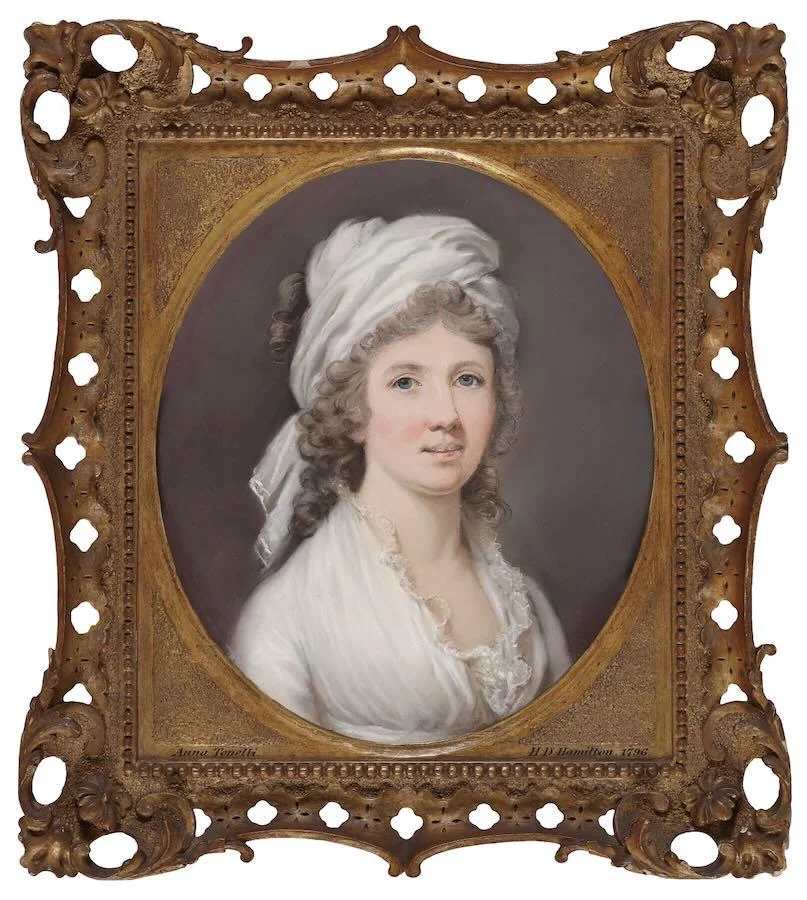 Anna Tonelli (née Nistri) - Portrait of a lady in a white headdress wearing a white dress
