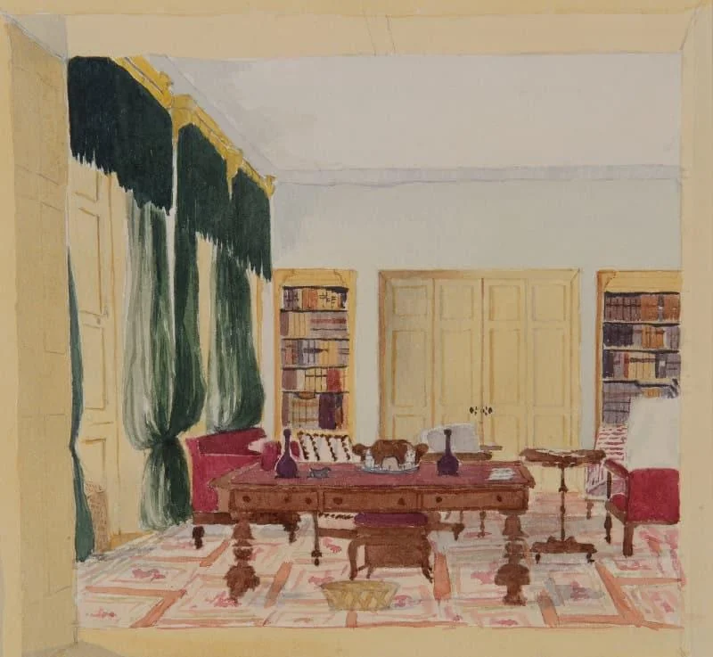 Augusta Raymond-Barker - The library, Fairford Park, Gloucestershire