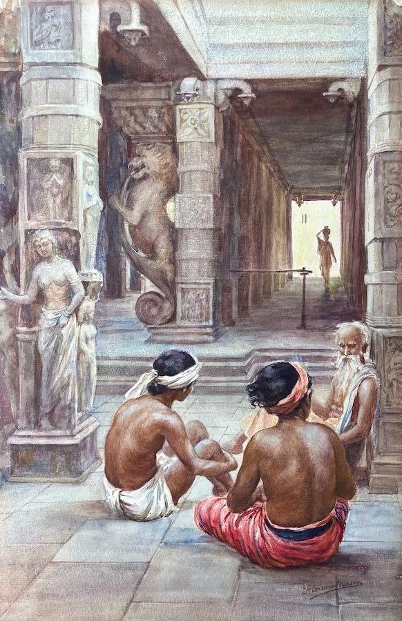 Emily Florence Mason - Seated figures in the Kailasanathar Temple, Srivaikuntam, Tamil Nadu, India