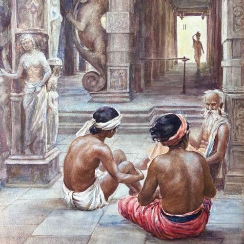 Seated figures in the Kailasanathar Temple, Srivaikuntam, Tamil Nadu, India